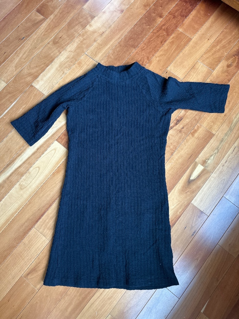 Nation Los Angeles black Mock neck 3/4 sleeve fitted dress